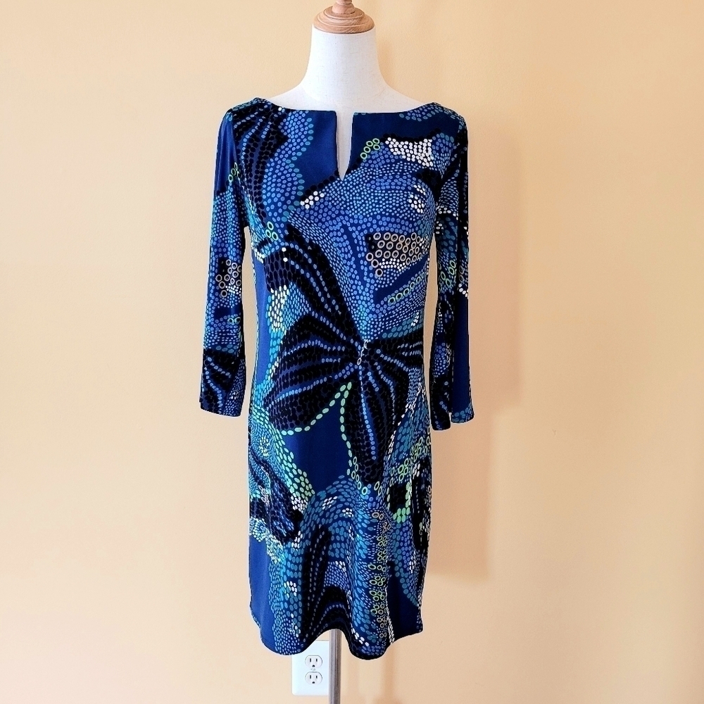 Laundry by Design Blue Sleeve Mini Dress Sz 4 - Picture 1 of 10
